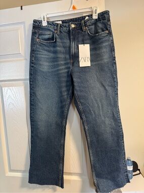 ZARA Blue Crop Flare Jeans